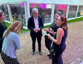 people talking and laughing